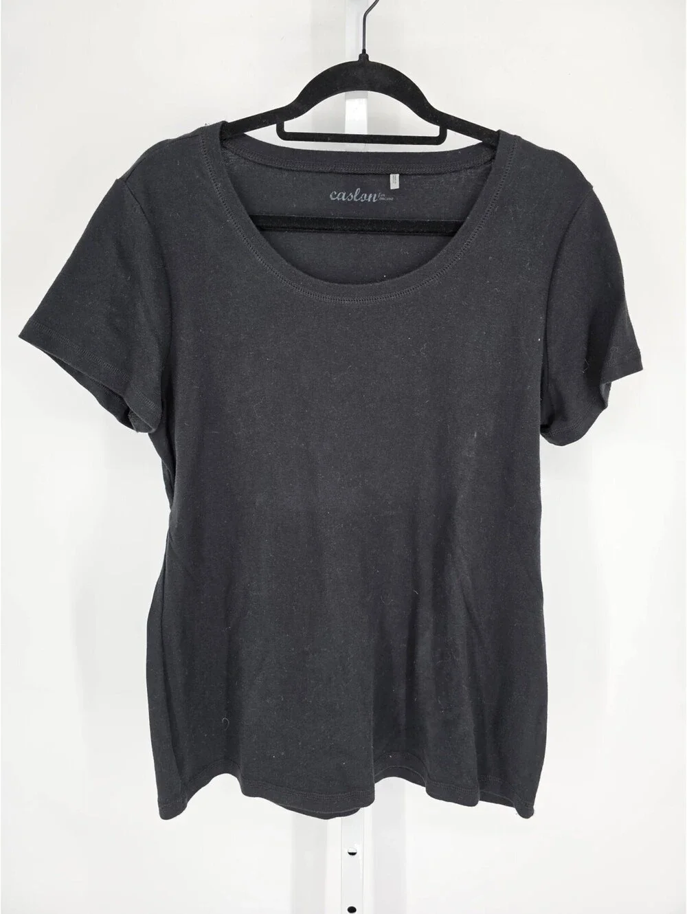 Caslon Womens Sz 1X Short Sleeve T Shirt Solid Black Cotton